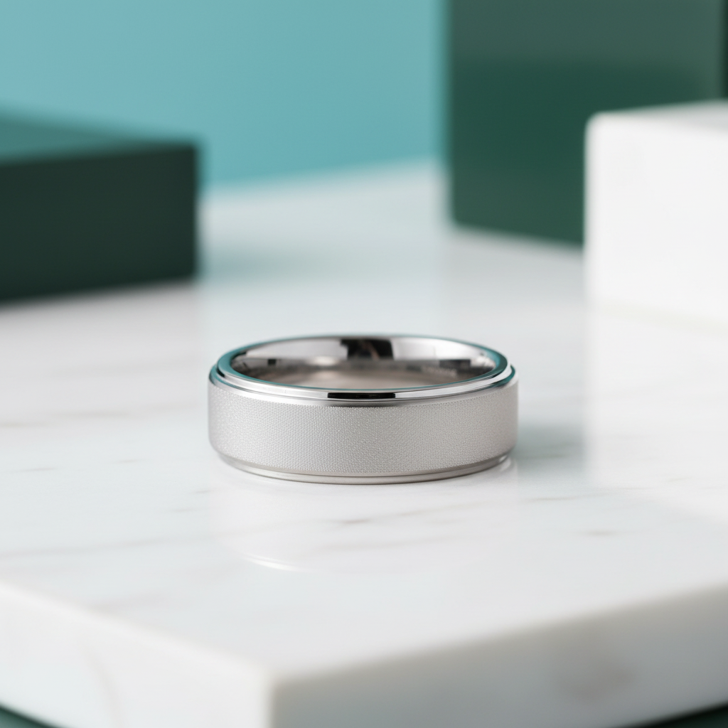 8mm Tungsten Wedding Band with Sandblasting Finish-Evani Jewelry