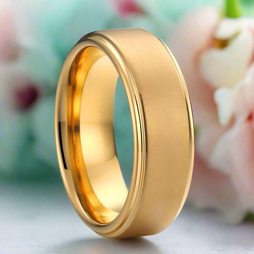 8mm Tungsten Wedding Band with Sandblasting Finish-Evani Naomi Jewelry