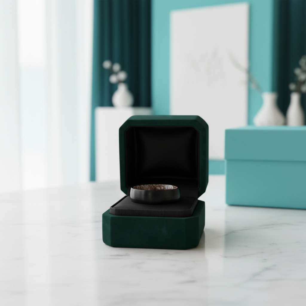 8mm Tungsten Wedding Band with Shell & Antler Inner Shank - Evani Naomi Jewelry