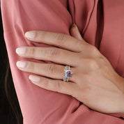 ALLNOEL 1ct Alexandrite 925 Silver Rings For Women Color Changing Gemstone Engagement Bridal Sets Wholesale June Birthstone Gift-Evani Naomi Jewelry