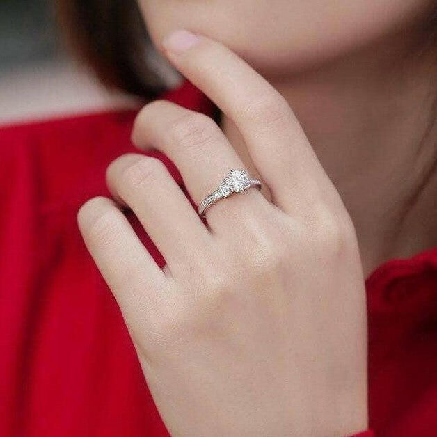 Adjustable 14k White Gold Diamond Engagement Ring-Evani Jewelry