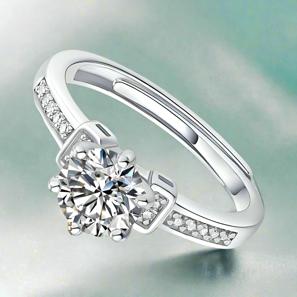 Adjustable 14k White Gold Diamond Engagement Ring-Evani Naomi Jewelry