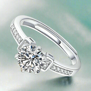 Adjustable 14k White Gold Diamond Engagement Ring-Evani Naomi Jewelry