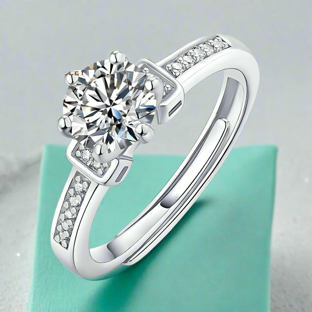 Adjustable 14k White Gold Diamond Engagement Ring-Evani Naomi Jewelry