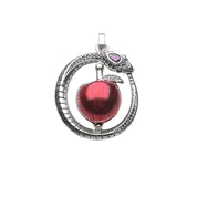 Apple with Snake Circular Pendant-Evani Naomi Jewelry