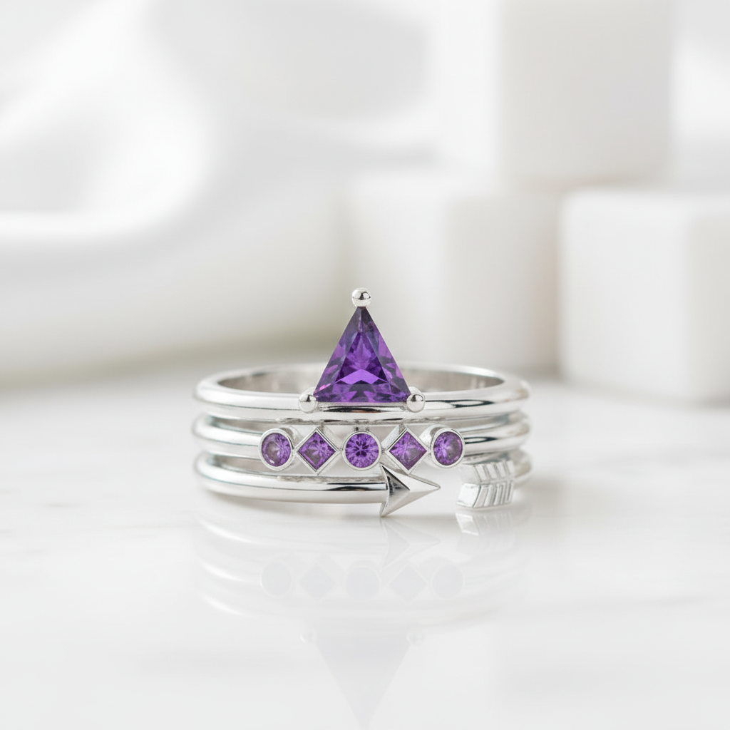 Amethyst Birthstone Ring in 14k Rose Gold-Evani Jewelry