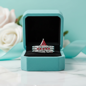 Ruby Birthstone Wedding Ring Set in 14k Yellow Gold-Evani Jewelry