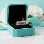 Garnet Wedding Ring Set in 14k Yellow Gold-Evani Jewelry