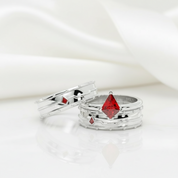 Ring Set in 14k Yellow Gold With Ruby Birthstone-Evani Jewelry