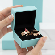 Ring Set in 14k Yellow Gold With Ruby Birthstone-Evani Jewelry