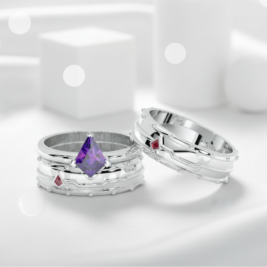 Amethyst Promise Ring (Unisex) in 14k Rose Gold-Evani Jewelry