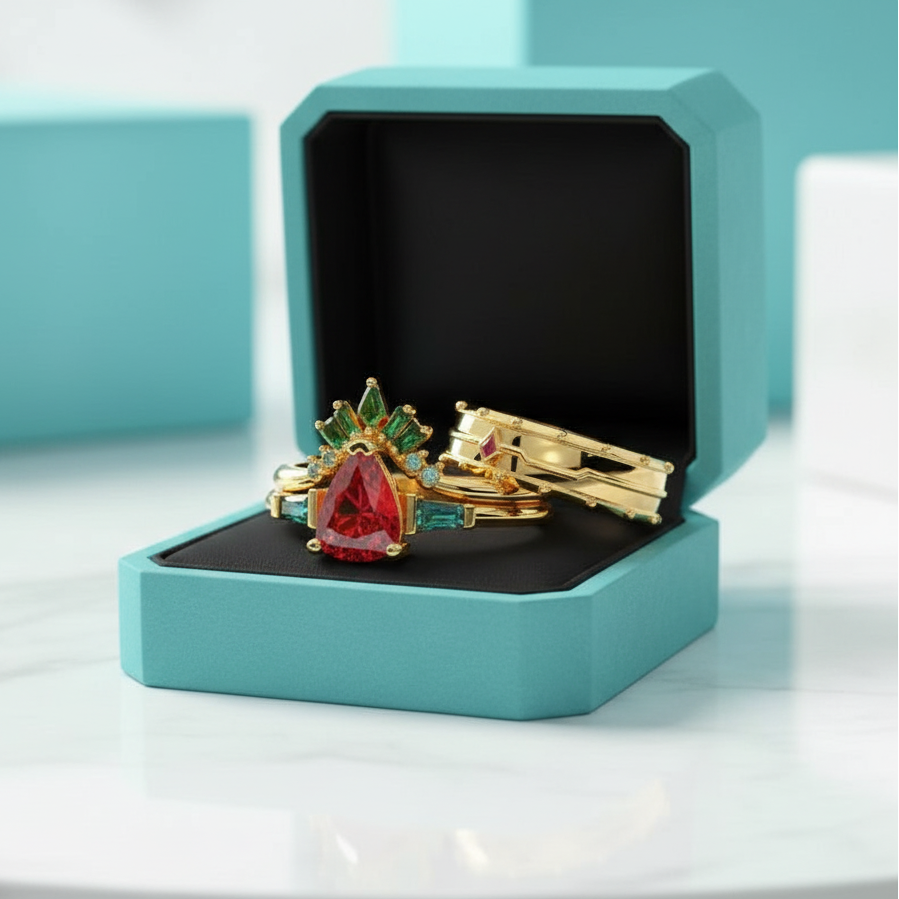 Engagement Ring in 14k Yellow Gold with Garnet Stone-Evani Jewelry