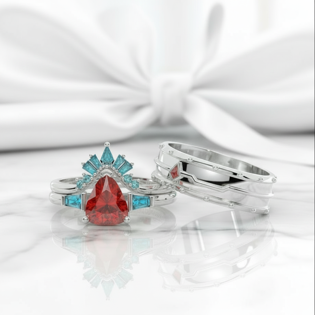 Engagement Ring in 14k Yellow Gold with Ruby Stone-Evani Jewelry