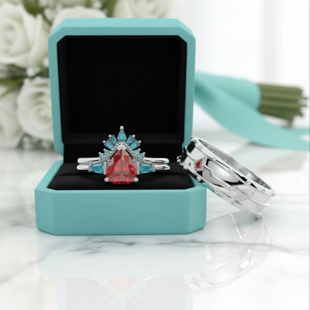 Engagement Ring in 14k Yellow Gold with Ruby Stone-Evani Jewelry