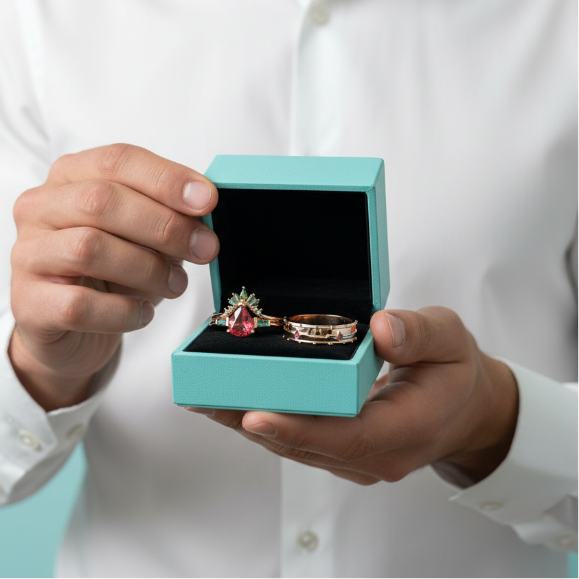 Engagement Ring in 14k Yellow Gold with Ruby Stone-Evani Jewelry