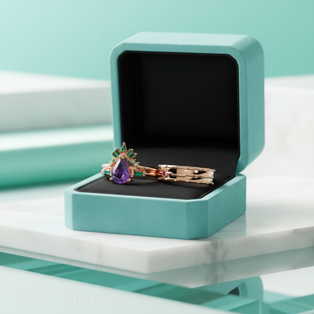 Amethyst Engagement Ring in 14k Rose Gold-Evani Jewelry