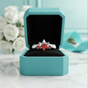 Two-Piece Ring Set in Garnet Princess-cut 14k Yellow Gold-Evani Jewelry