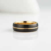 Asymmetric Gold Thread Two Tone Tungsten Wedding Band - Evani Naomi Jewelry