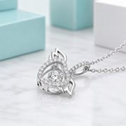 Angel's Wings Dancing Diamond Option Heart Necklace