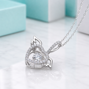 Angel's Wings Dancing Diamond Option Heart Necklace
