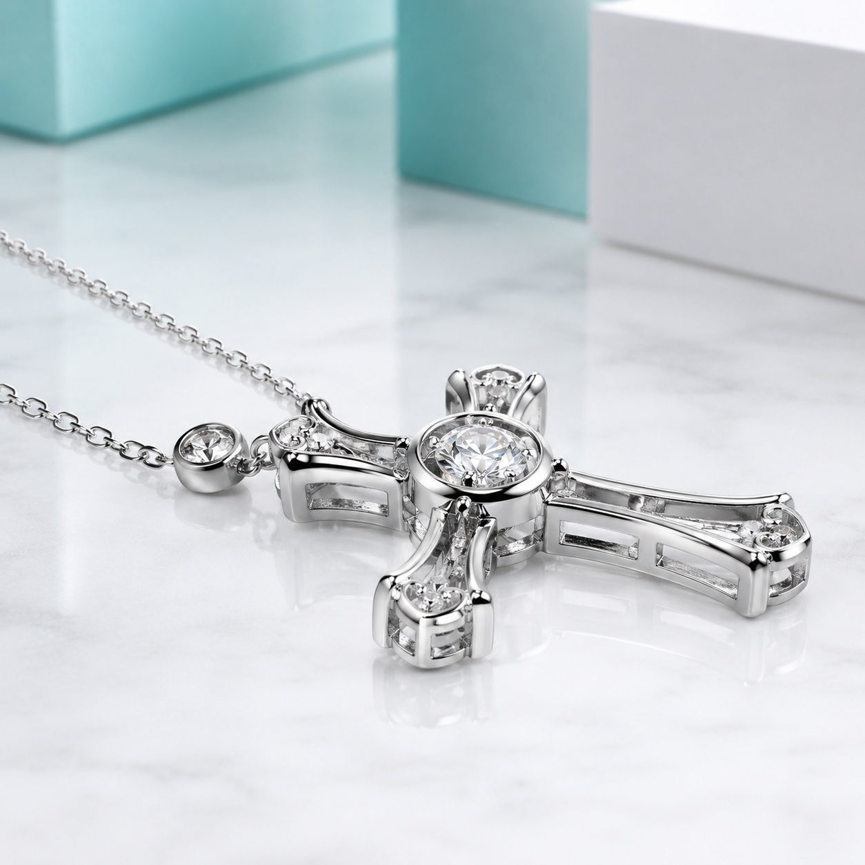Diamond Option Heart & Cross Necklace