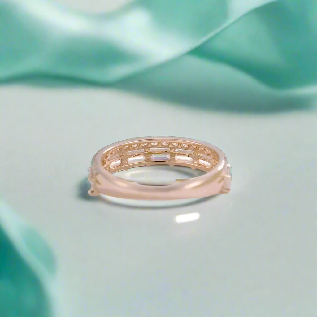 Baguette and Round Diamond Wedding Band-Evani Naomi Jewelry