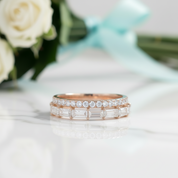 Baguette and Round Diamond Option Wedding Band - Evani Naomi Jewelry