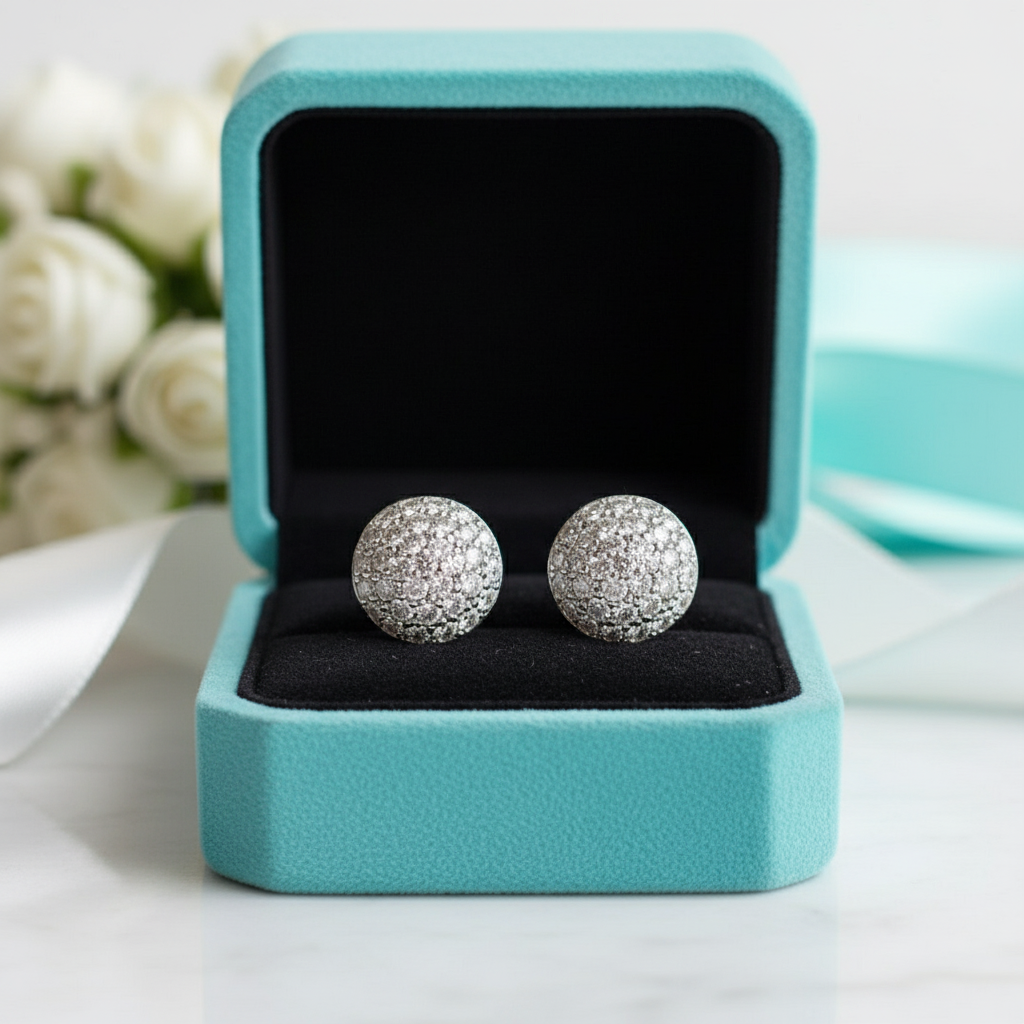 Ball of Diamond Birthstone Stud Earrings-Evani Jewelry