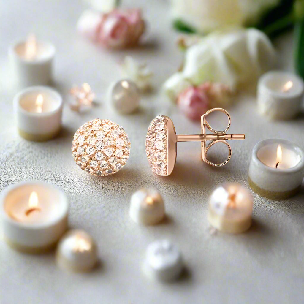Ball of Diamonds Stud Earrings-Evani Naomi Jewelry