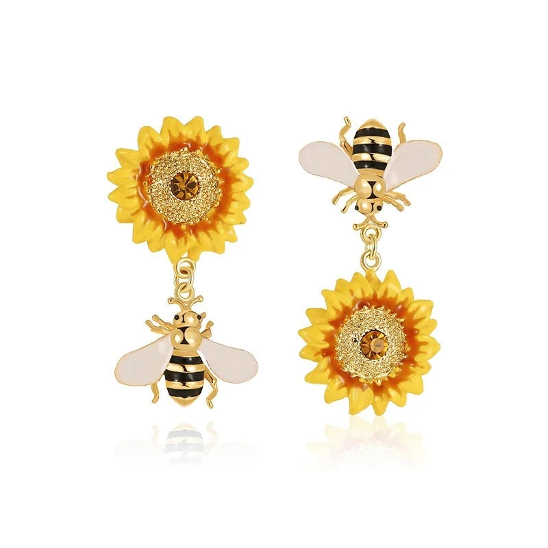 Bee and Sunflower Earrings-Evani Naomi Jewelry