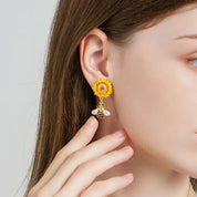 Bee and Sunflower Earrings-Evani Naomi Jewelry