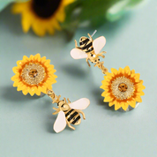 Bee and Sunflower Earrings-Evani Naomi Jewelry