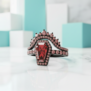 Best Love Gothic Wedding Rings in Rare Coffin Cut Garnet Birthstone-Evani Jewelry