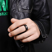 Beveled Black Tungsten Men's Wedding Band-Evani Naomi Jewelry