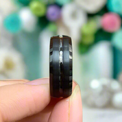 Beveled Black Tungsten Men's Wedding Band-Evani Naomi Jewelry