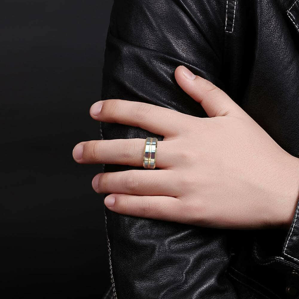Beveled Edge 8mm Tungsten Men's Wedding Band-Evani Naomi Jewelry