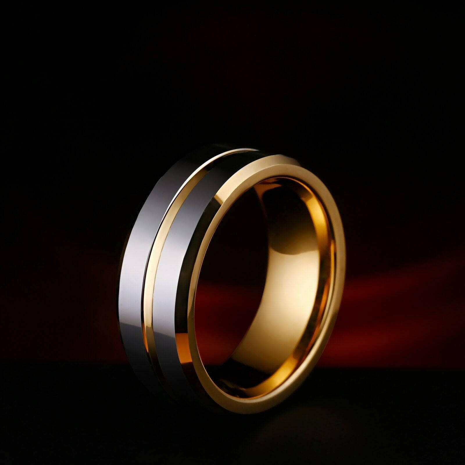 Beveled Edge 8mm Tungsten Men's Wedding Band-Evani Naomi Jewelry