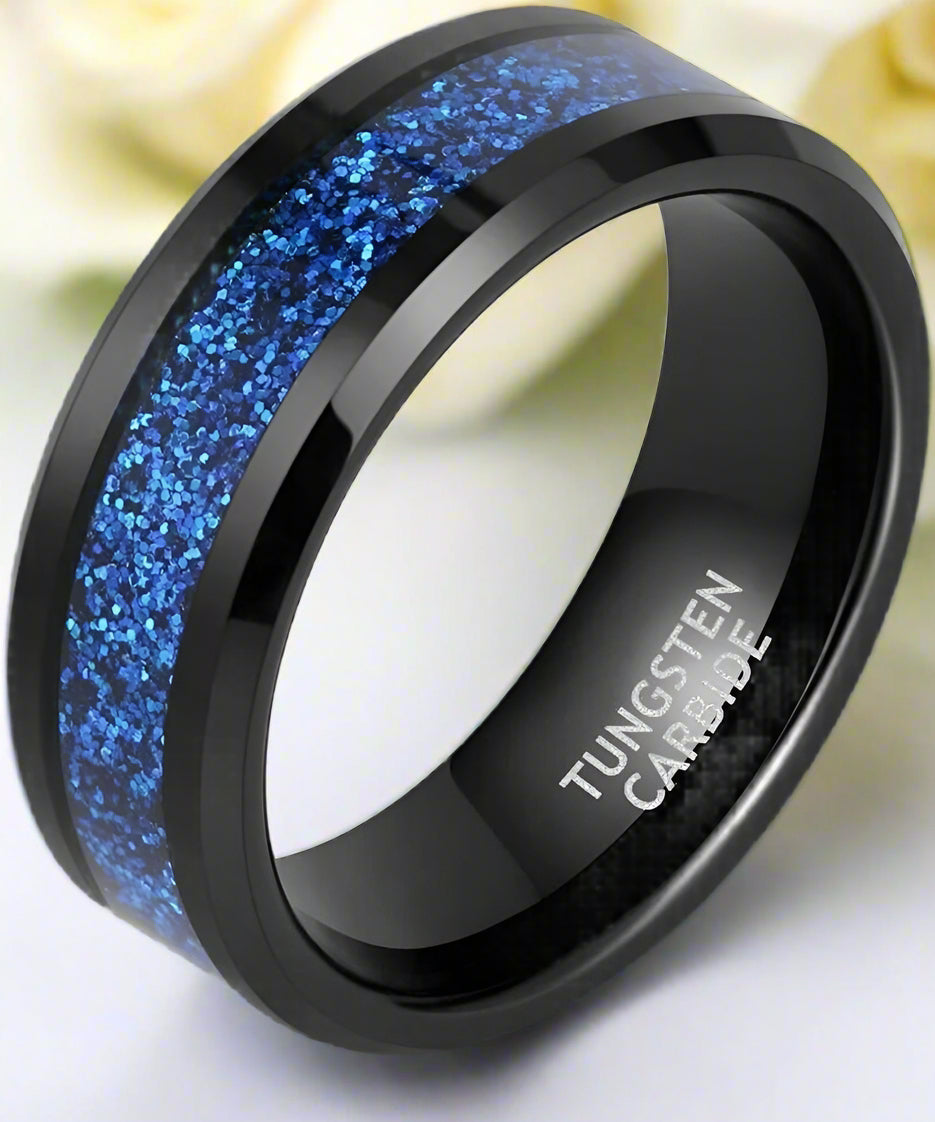 Beveled Edge Tungsten Men's Wedding Band-Evani Naomi Jewelry