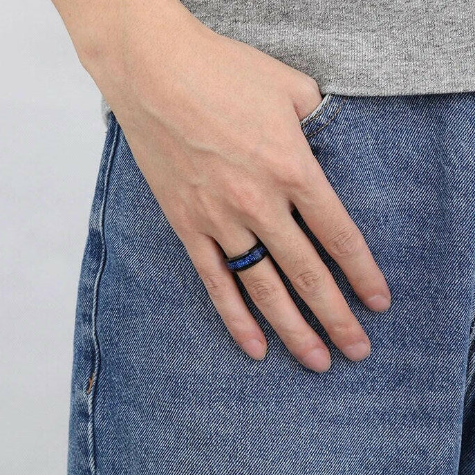 Beveled Edge Tungsten Men's Wedding Band-Evani Naomi Jewelry