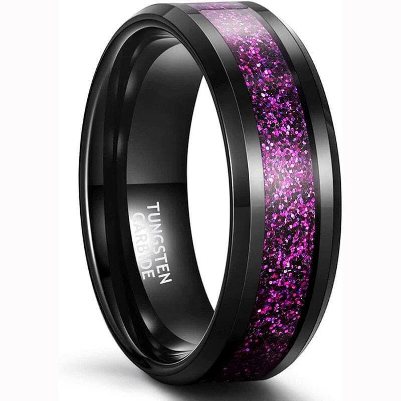 Beveled Edge Tungsten Unisex Wedding Band with Sandstone Inlay-Evani Jewelry
