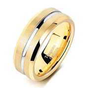 Beveled Edge Yellow Gold Tungsten Men's Wedding Band-Evani Naomi Jewelry