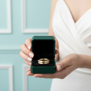 Beveled Edge Yellow Gold Tungsten Men's Wedding Band - Evani Naomi Jewelry