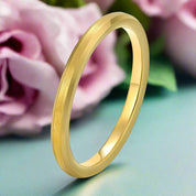 Beveled Rose Gold Tungsten Women's Wedding Band-Evani Naomi Jewelry