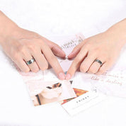 Beveled Unisex Titanium Wedding Band with Abalone Shell Inlay-Evani Naomi Jewelry