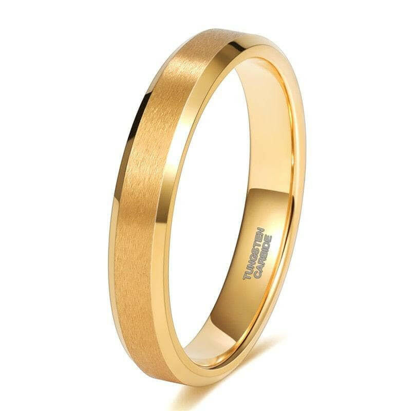 Beveled Yellow Gold Tungsten Wedding Band-Evani Naomi Jewelry