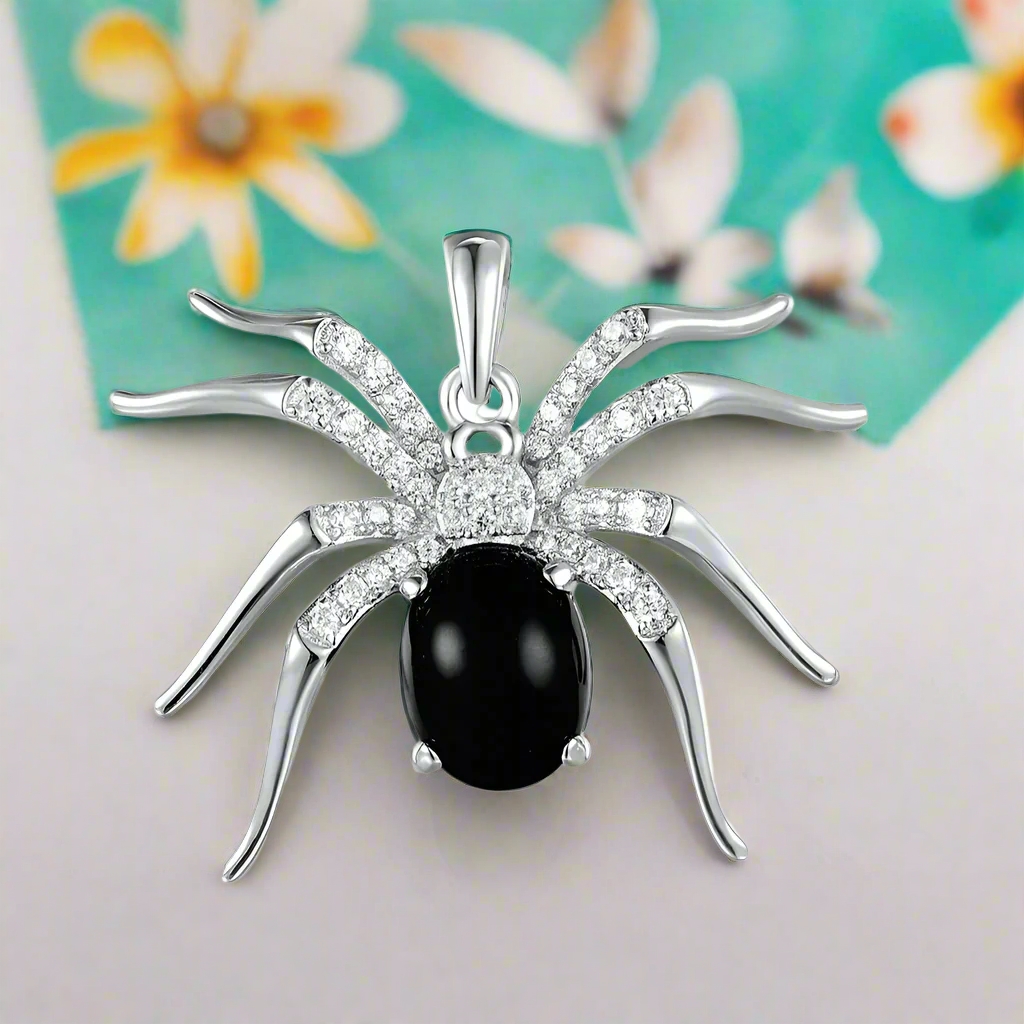 Black Agate Spider Pendant-Evani Naomi Jewelry