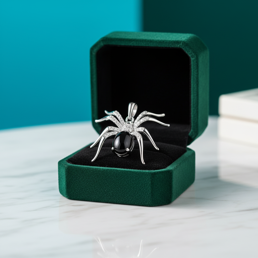 Black Agate Spider Pendant - Evani Naomi Jewelry