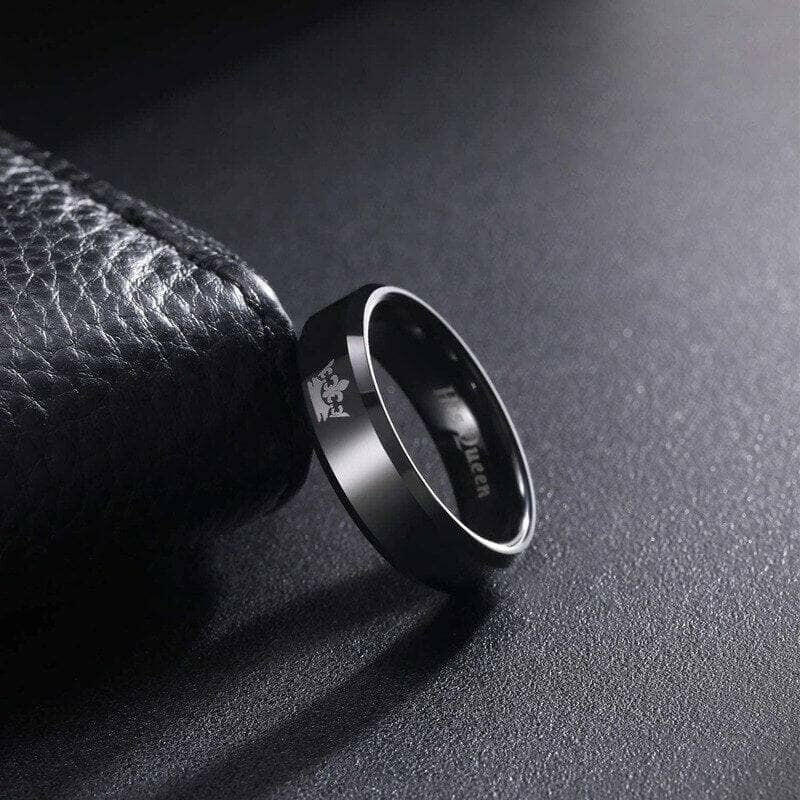 Black Beveled King & Queen Tungsten Wedding Band-Evani Naomi Jewelry