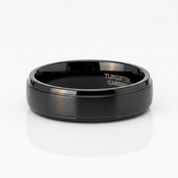 Black Beveled Tungsten Men's Wedding Band - Evani Naomi Jewelry