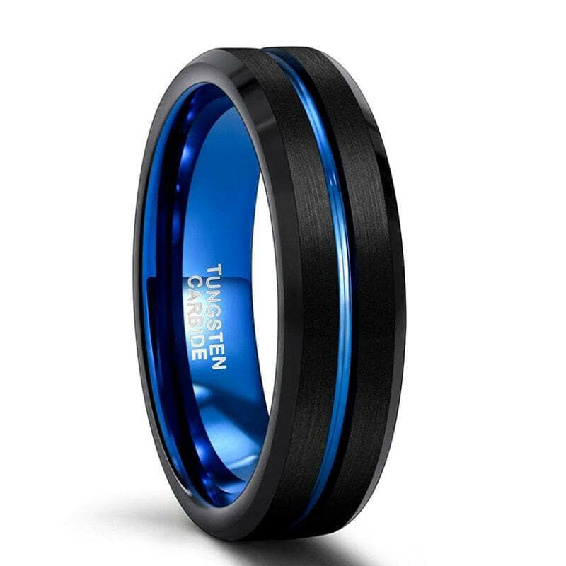 Black $ Blue Tungsten Unisex Wedding Band-Evani Naomi Jewelry